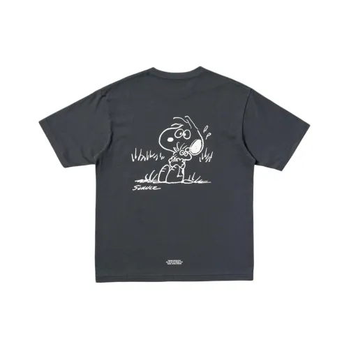 UNIQLO X PEANUTS Коллаборация SS25 T-рубашка Унисекс Темно-серый