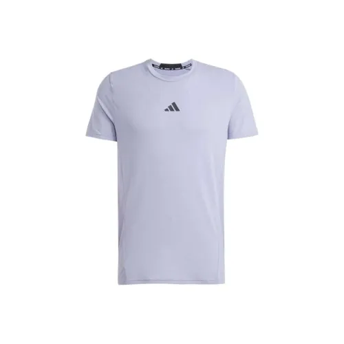Adidas Дизайнерский Для Тренировок Workout Tee T-Рубашка Мужская Серебряная Фиолетовая