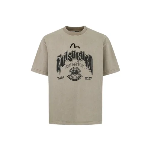 EVISU Короткий рукав T-рубашки Мужской Экрю