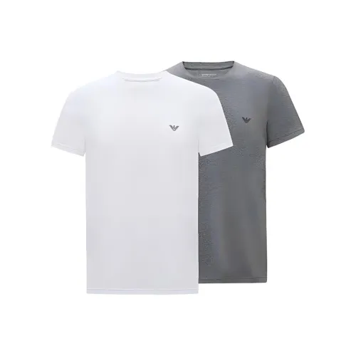 EMPORIO ARMANI 2 пачки Белый+Серый Мужская футболка с коротким рукавом