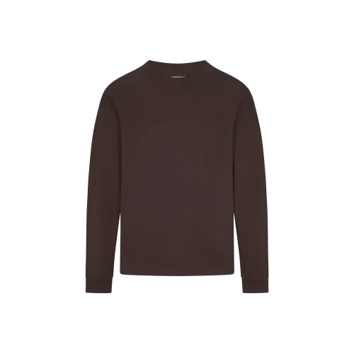 SKIMS FW24 Тяжелый хлопок Мужская Рубашка с длинным рукавом T-Shirt Мужская Эспрессо Эспрессо