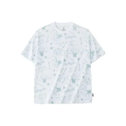 ANTA x POPEYE T-Shirt Мужская Чисто Белая С Полностью С принтом