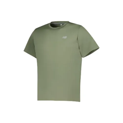 New Balance T-Shirt Мужской Темно-оливково-зеленый
