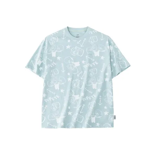 ANTA x POPEYE T-рубашка мужская кристально-синий с принтом по всей поверхности