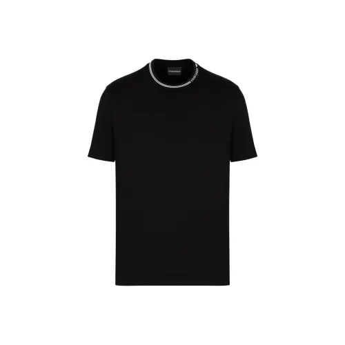 EMPORIO ARMANI Logo Letter Trim Круглый вырез Короткий рукав Т-рубашка Мужская Черная