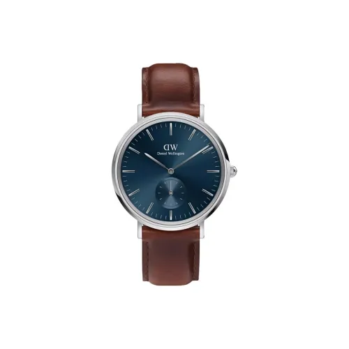 Daniel Wellington Наручные часы Кварцевый механизм Кожаный ремешок 40 мм Синий циферблат Мужские часы