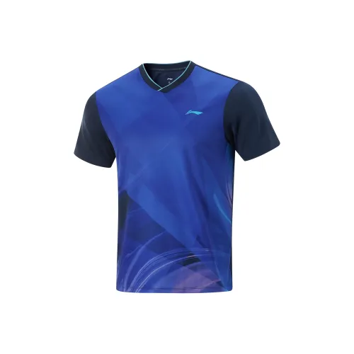 LINING Table Tennis Series Гуандун Синий Мужская T-Рубашка