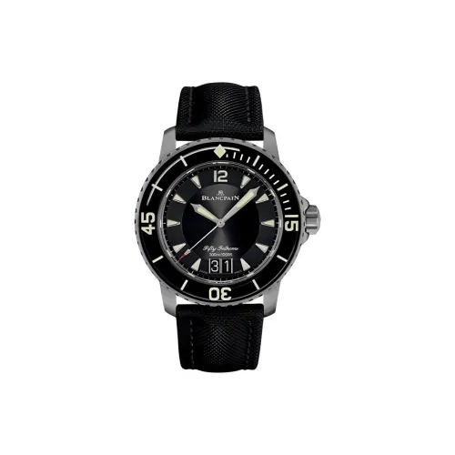 BLANCPAIN Автоматический Механический Механизм Унисекс Часы 45 мм Черный Циферблат Титановые Обложки Часы Холст Ремешок