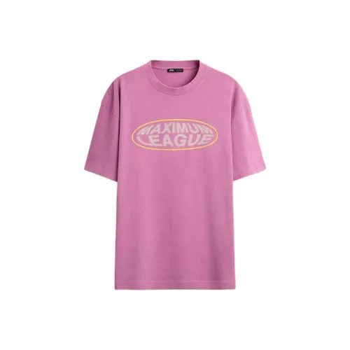 ZARA Мужская T-рубашка фиолетово-розового цвета