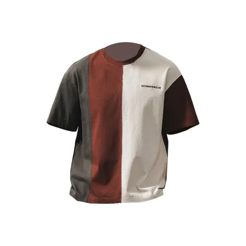 JIELEINUO T-рубашка мужская абрикосовая и коричневая и серая