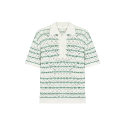 SAME FLOW Летняя рубашка мужская белая зеленая полосы