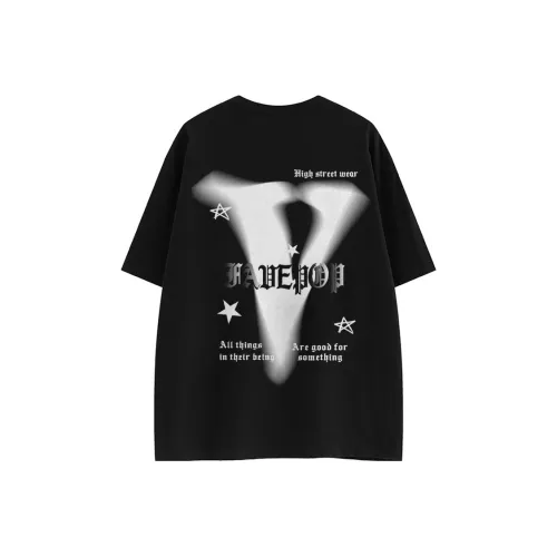 FAVEPOP Свободный крой Круглый вырез Спущенное плечо Короткий рукав T-рубашки Унисекс