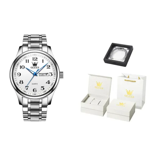 OLEVS Minimalist Series Кварцевый механизм ремешок из нержавеющей стали мужские часы белый циферблат