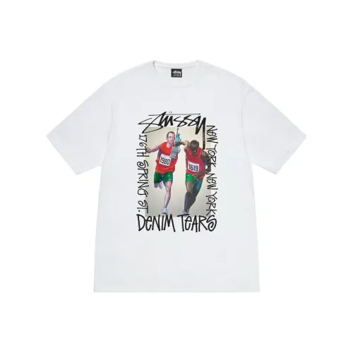 Stussy Denim Tears Co Бренд Белая Унисекс Футболка