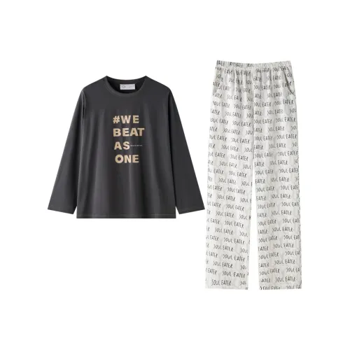 Meonsill Серый топ + Белые брюки C55365 Женские пижамные комплекты