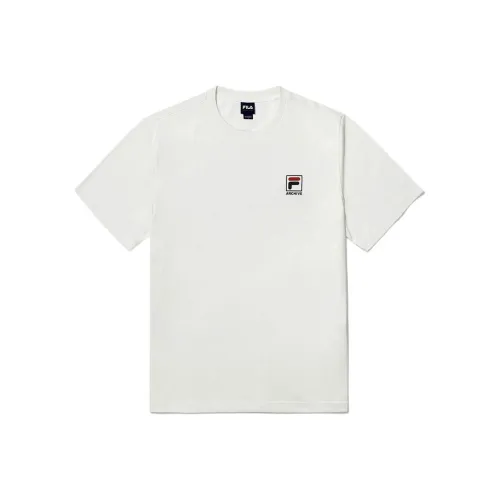 FILA Хлопковая смесь F Коробка Короткий рукав T-рубашка T-рубашка Унисекс Белый