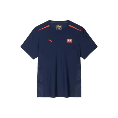 ANTA Variety Тренировки Коллекция Регулярная Рубашка Мужская Полночный синий