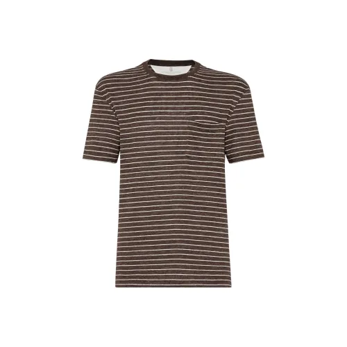 BRUNELLO CUCINELLI Коричневый Мужской T-рубашки