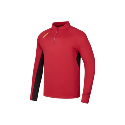 QIAODAN Беговая футболка мужская винтажная истинный красный черный