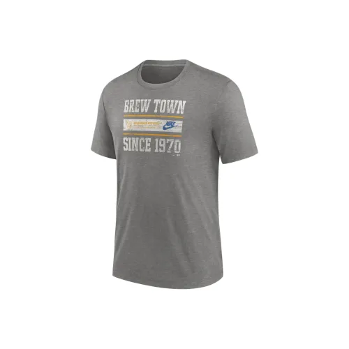 Nike MLB Коллаборация T-рубашка Milwaukee Brewers Мужская Серого цвета