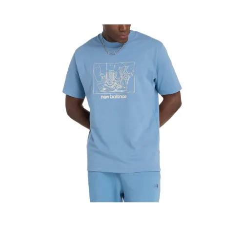 New Balance FW24 Athletics Relaxed Science T Рубашка Мужская Синяя