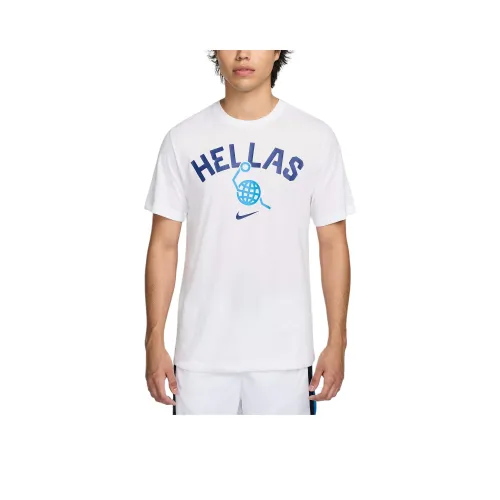 nike T-Shirt Мужской Белый Бирюзовый Темно-Сапфировый