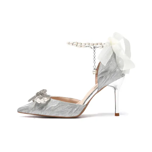 Be Good Узкий каблук Высокие каблуки 6 см 8 см Женские Серебряные Подарочный набор в коробке