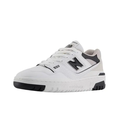 New Balance NB 550 Устойчивый к истиранию Низкий Топ Детские Лайфстайл Кроссовки Белый Черный Подростки
