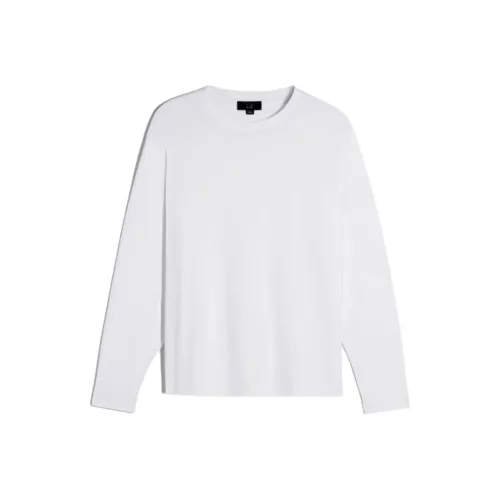 Dunhill Однотонный Свободный крой Круглый вырез Пуловер Длинный рукав Рубашка Мужская Белая
