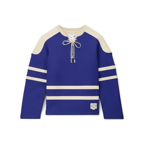 Nike x Bode T Рубашка Унисекс Темно-Королевский Синий Натуральный Лен Белый