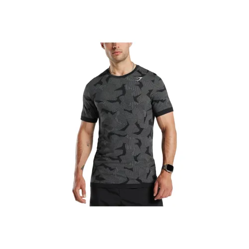 GYMSHARK Спортивный бесшовный топ T-Shirt Рубашка Мужская Черная