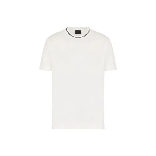 EMPORIO ARMANI Logo Letter Комбинированный Круглый вырез Короткий рукав Т-рубашка Мужская Теплая Белая