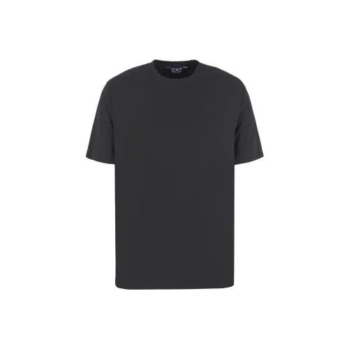 EMPORIO ARMANI EA7 Однотонный Letter Logo Emblem Круглый вырез Короткий рукав Т-рубашка Т-рубашка Мужская Черная