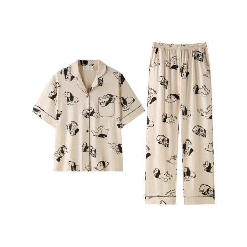 MEONSILL Пижамный комплект женский абрикосовый щенок