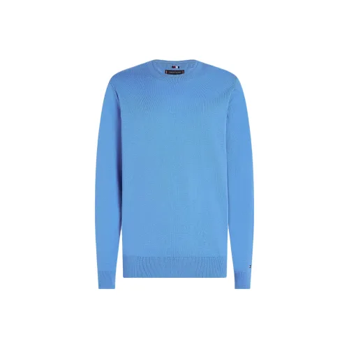 Tommy Hilfiger Флаг Вышивка Круглый вырез JUMPER T Рубашка Мужская Синяя