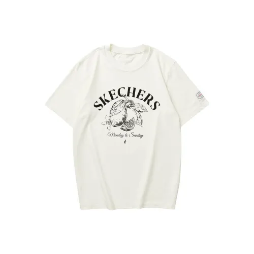 Skechers T-Shirt Унисекс Бежевый Кремовый Белый