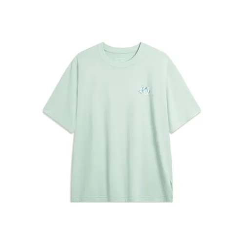 LINING Sports Life Collection Рукав с оборками T-рубашка Unisex Light Лесной мох Синий