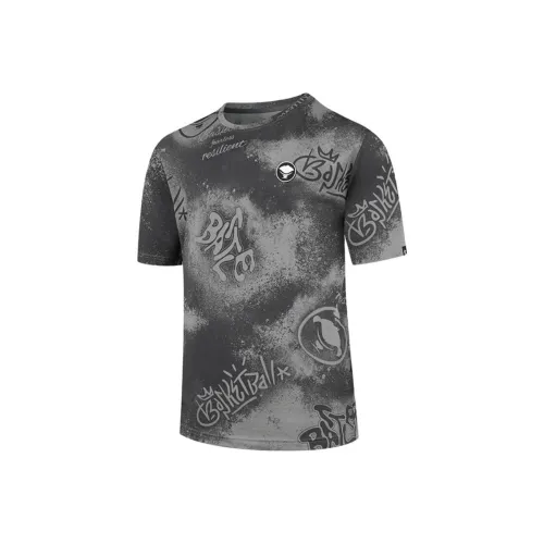 QIAODAN Basketball Collection Т-Рубашка Мужская Черный Песочный Серый С Принт