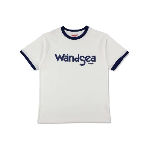 Wind And Sea WRANGLER Co Branded Модель Белый/Морской синий Унисекс T Рубашки