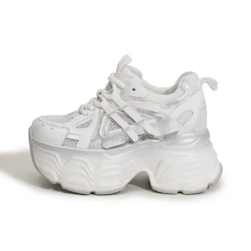 Milan Love Song Дышащий Легкий Увеличение Высоты Низкий Топ Толстая Подошва Кроссовки Женские Белые