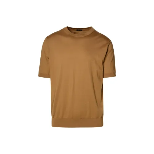 Ermenegildo Zegna Коричневые Мужские T-рубашки