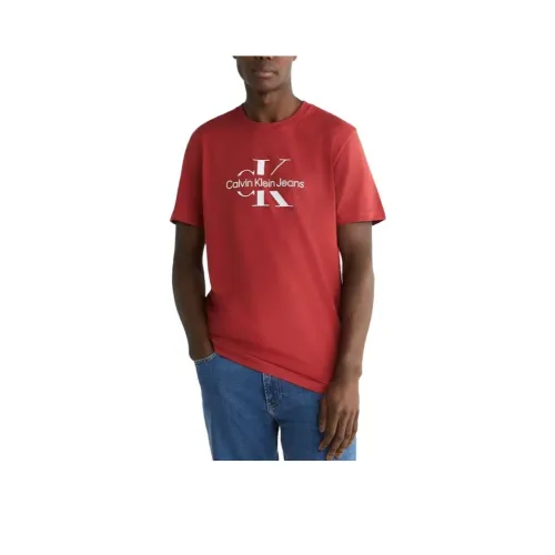 CALVIN KLEIN OUTLINE Monogram Logo T-Shirt T-Shirt Men's Red