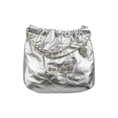 CHANEL 22Bag Коровья кожа And Серебряный металл Сумка Женская серебряная