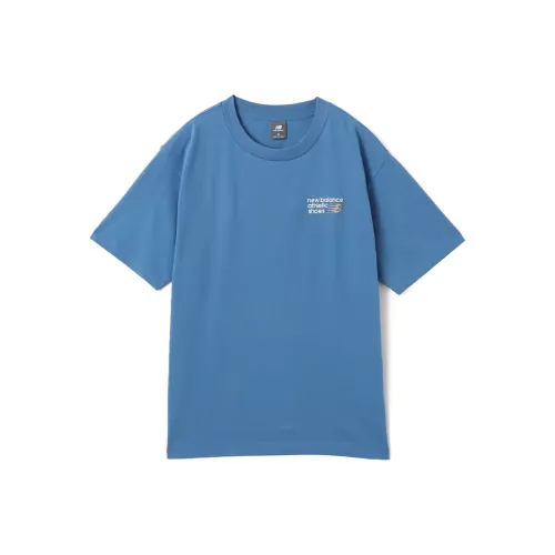 New Balance NB Athletics SS25 Премиум Логотип Sweat T Рубашка Мужская Ocean Stone
