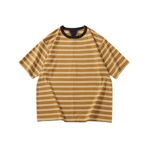 SET FUNS Логотип бренда Многоцветные полосы Спущенное плечо FIVE Пуговица Короткий рукав Рубашка Мужская Летний