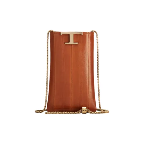 TOD'S T Timeless Чехол для телефона из кожи угря Мини Женский Коричневый