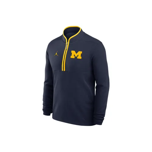 Jordan Michigan WolverinesБРЕНД FW24 Victory Dri Fit COLLEGE T Shirt Мужской Морской синий