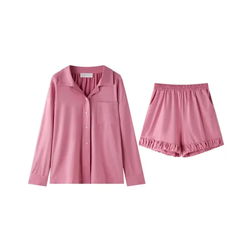 MEONSILL Пижамный комплект женский цвет вишневый цветок розовый