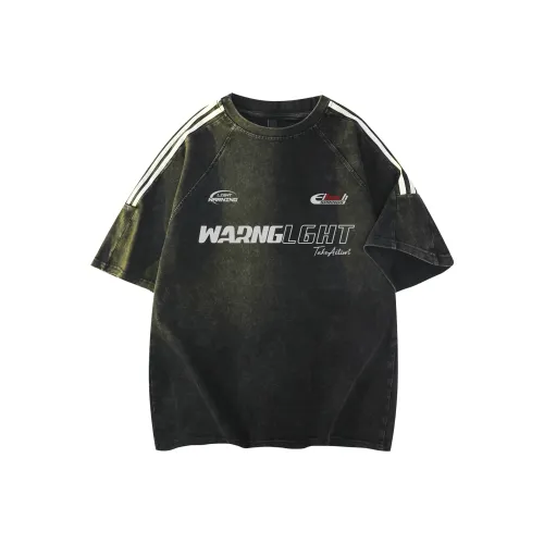 WARNING LIGHT T-Shirt Унисекс Выстиранный Черный