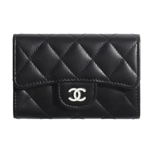 CHANEL Classic Flap CF Lambskin Coin Wallet Card Holder Unisex Black CHANEL Classic Flap CF Кошелек с монетами из овечьей шкуры держатель для карт Унисекс Черный